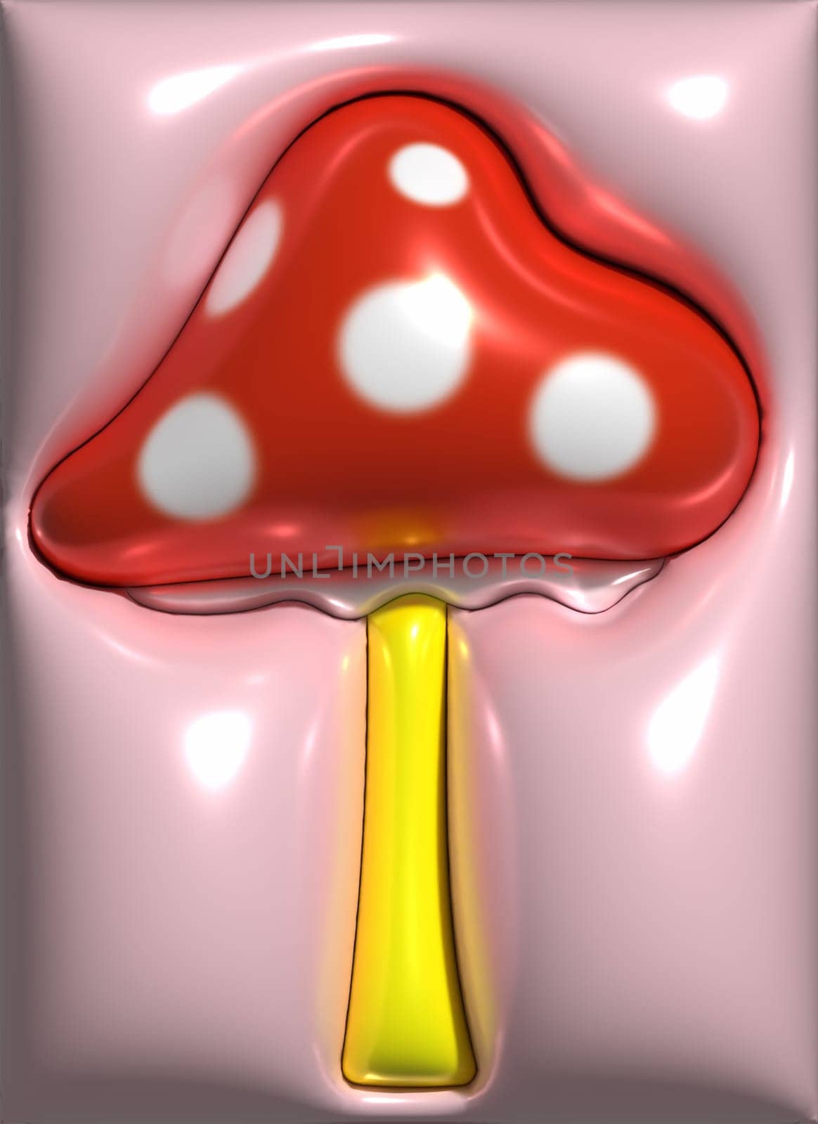 Fly agarics on a pink background, 3D rendering illustration	 by ndanko