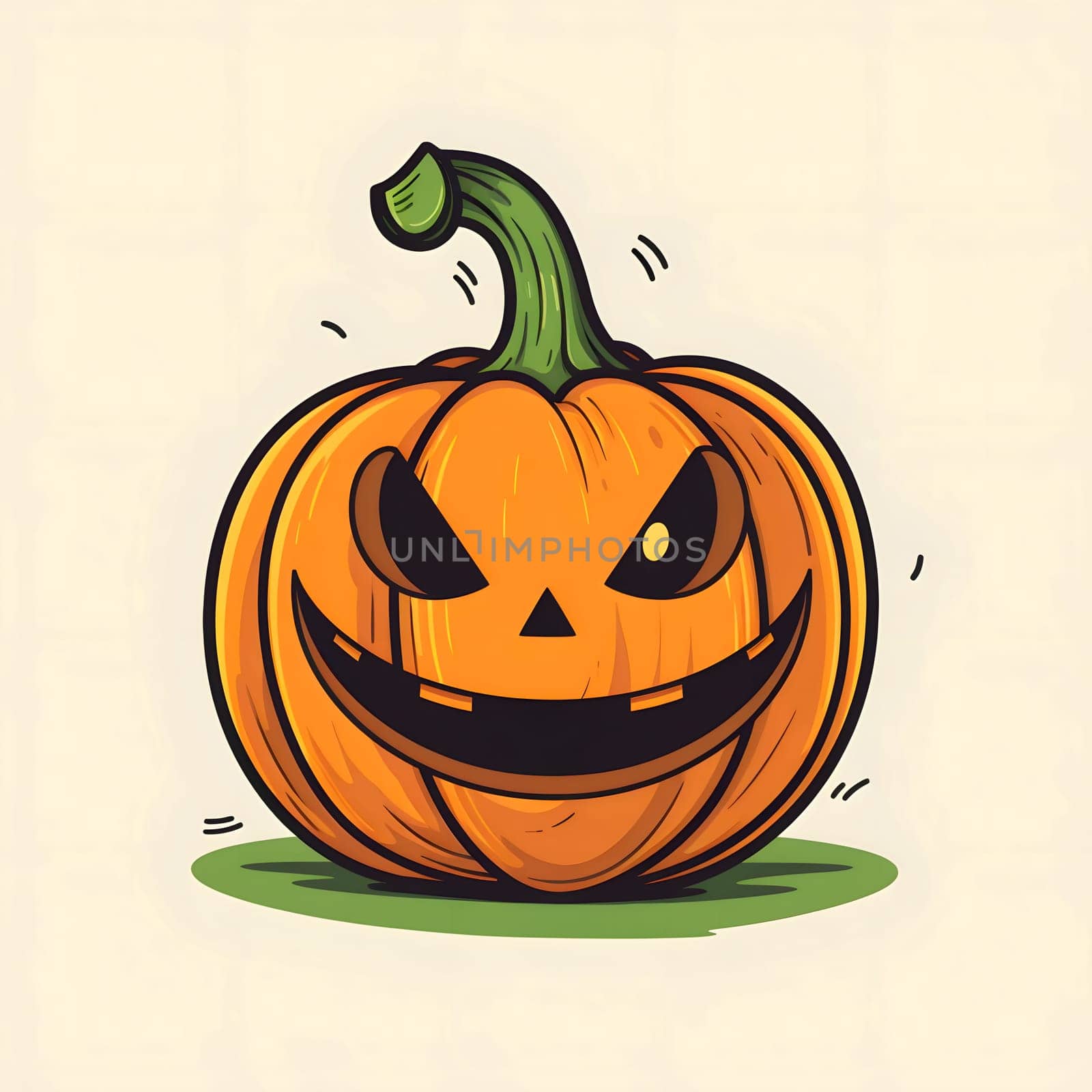Pumpkin with one eye, Halloween image on a bright isolated background. Atmosphere of darkness and fear.