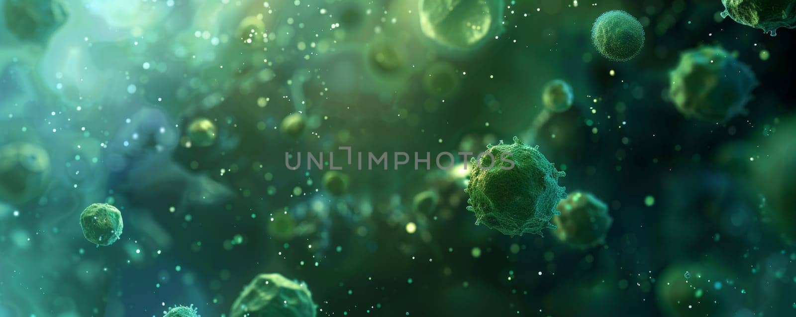 Group of Floating Germs, Airborne Particles Spreading in the Atmosphere.