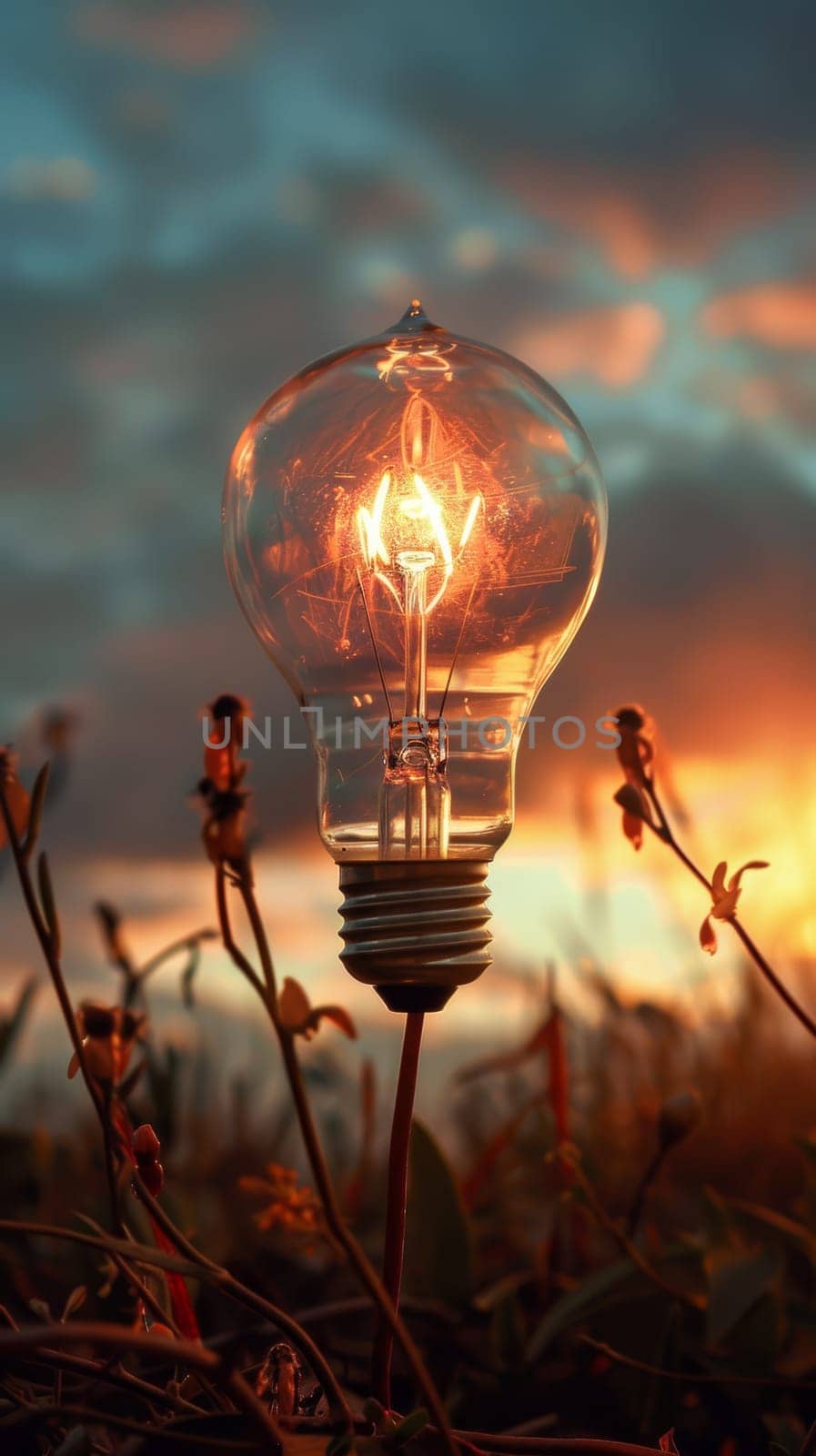 Light Bulb Against Sky Background.