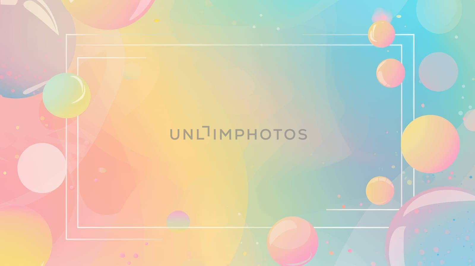 Pastel colored background with square frame.