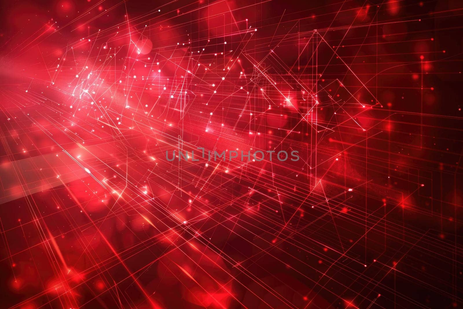 3D graphic of interconnected red glowing lines surrounding the globe