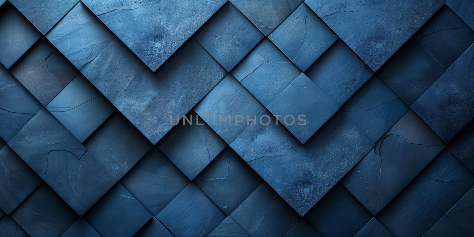 A close up of a diagonal pattern blue tile wall made of composite material, resembling a road surface. The electric blue rectangles create a unique fixture with tints and shades