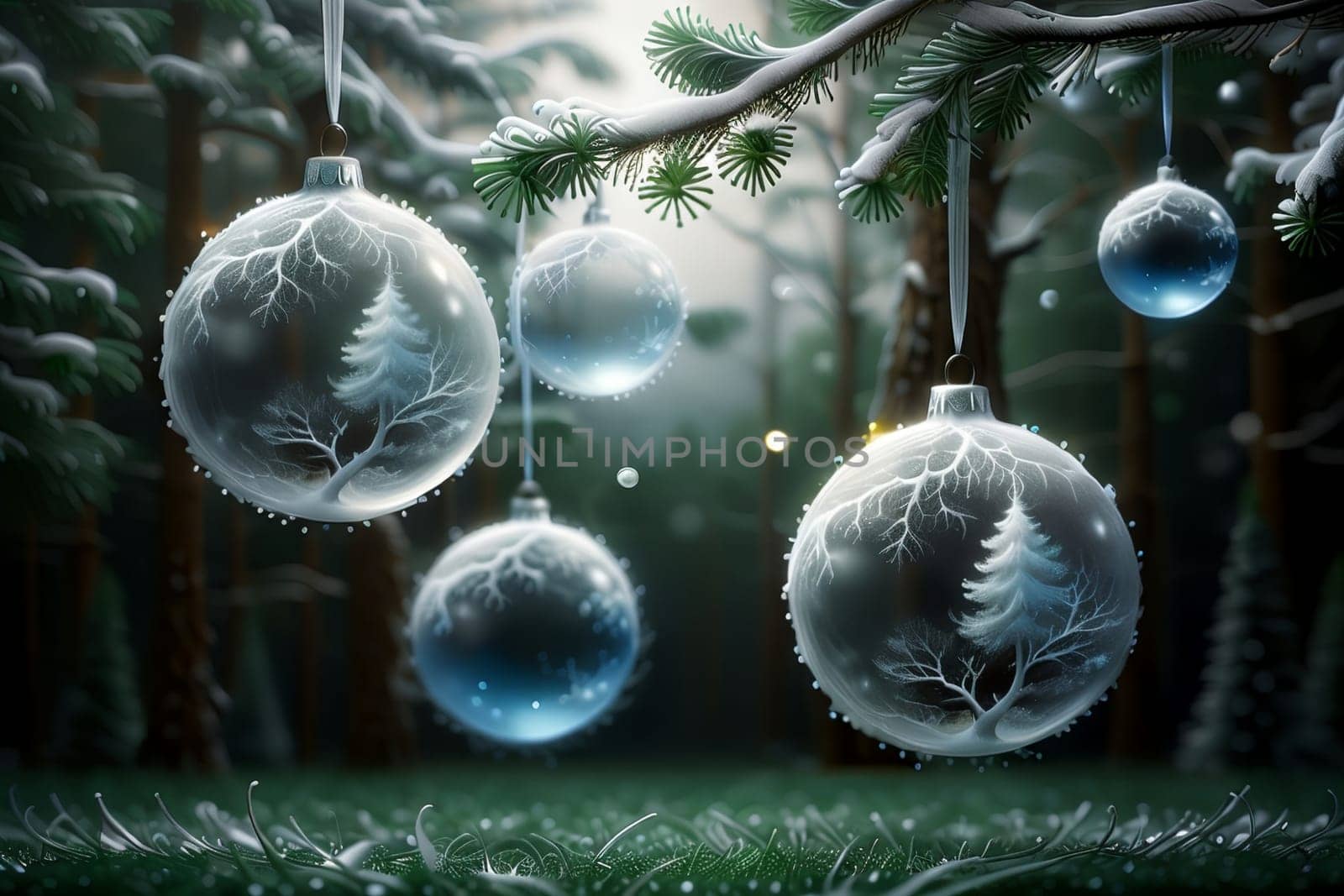 New Year greeting card with New Year balls .