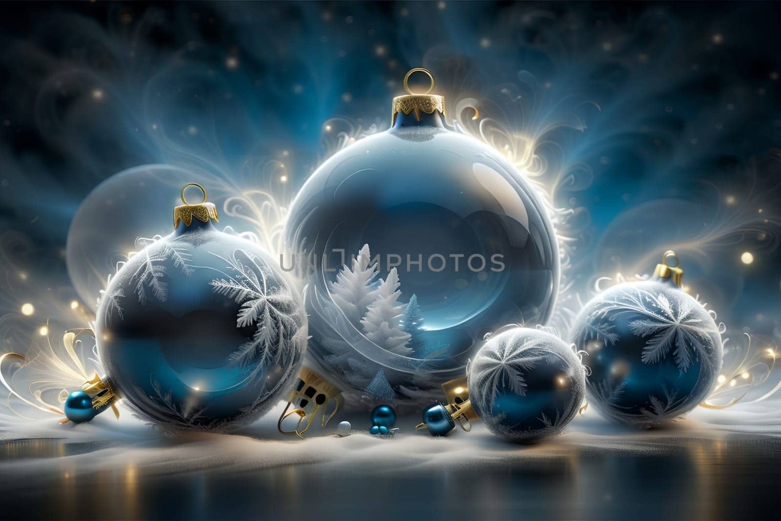 New Year greeting card with New Year balls .