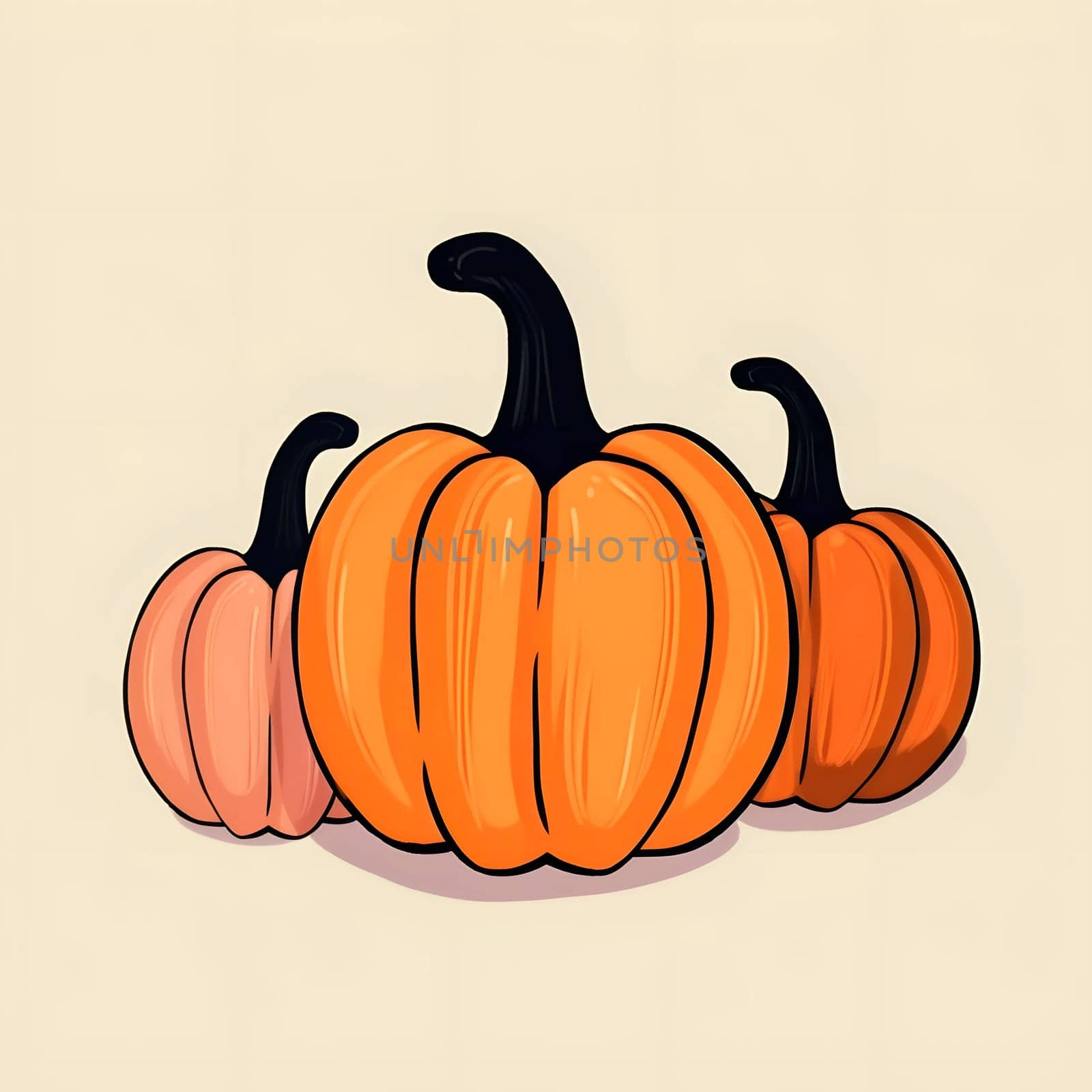 Three pumpkins on a light isolated background. Pumpkin as a dish of thanksgiving for the harvest. by ThemesS