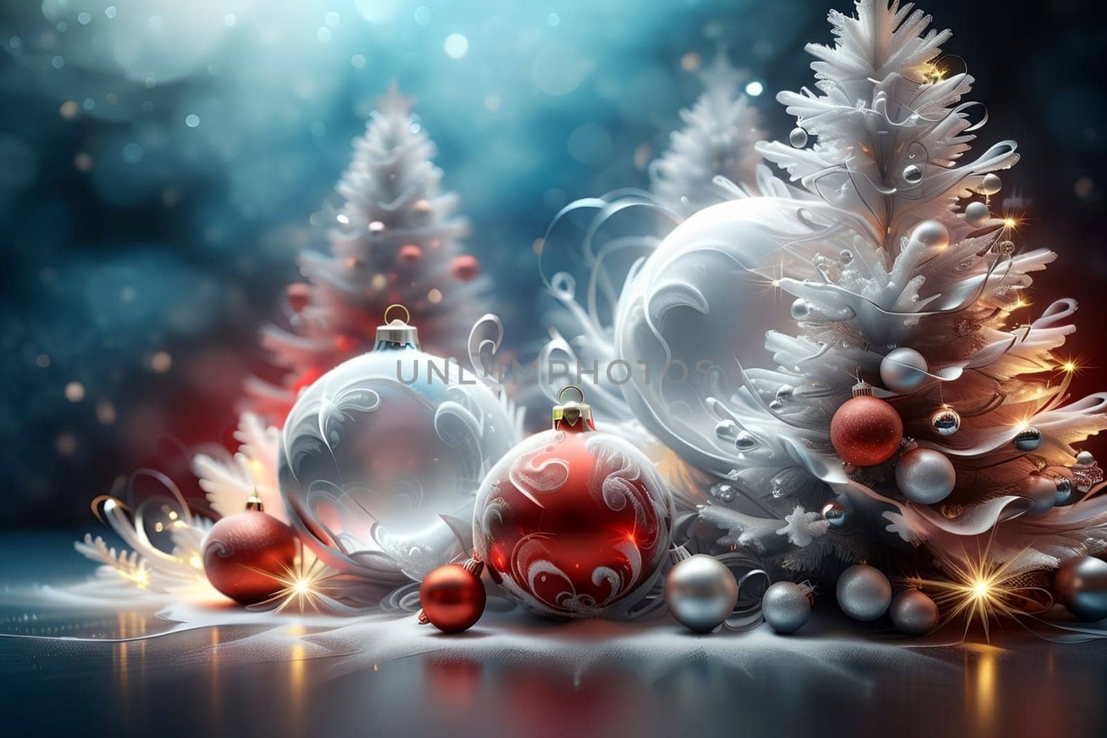 New Year greeting card with New Year balls .