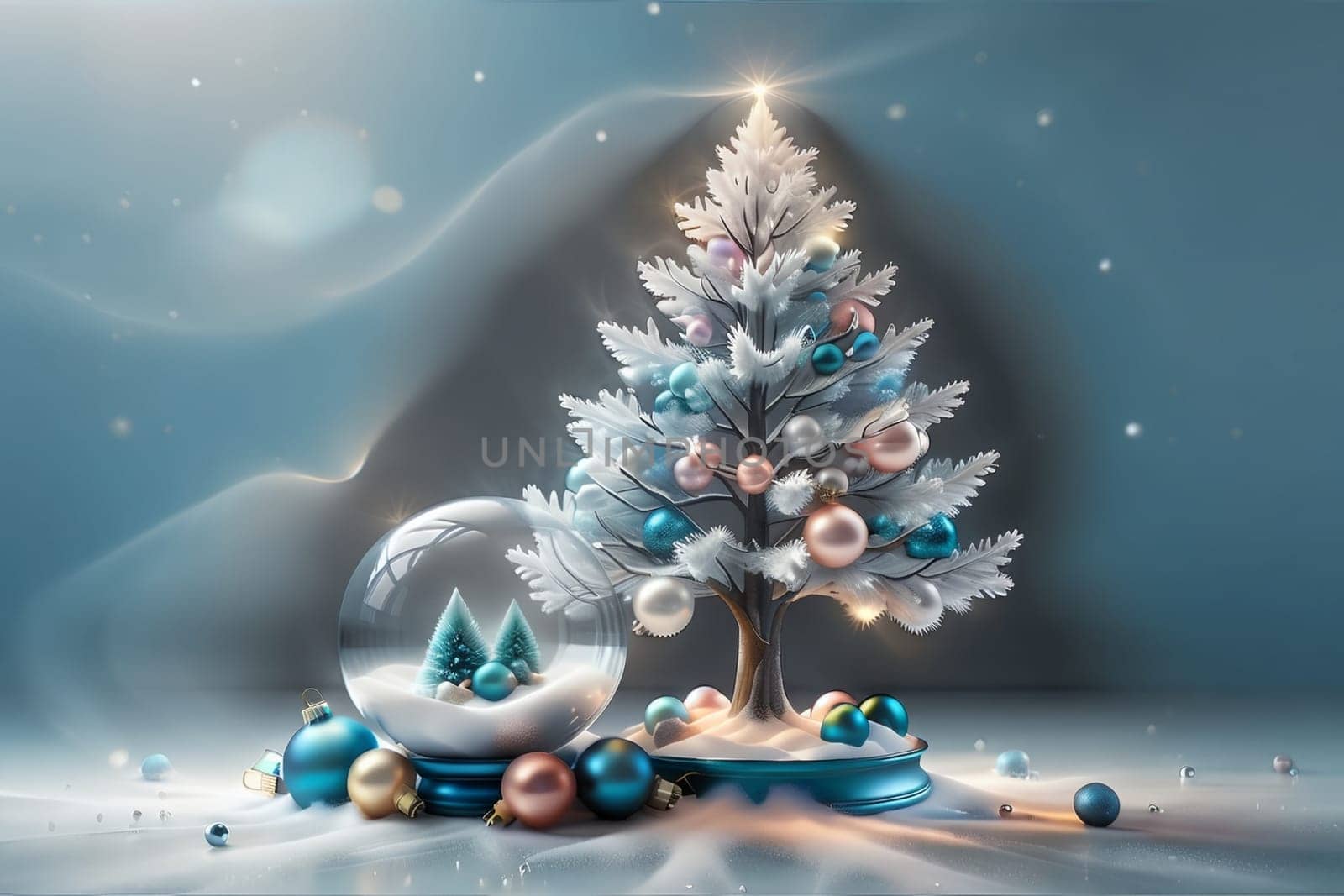 New Year greeting card with New Year balls .