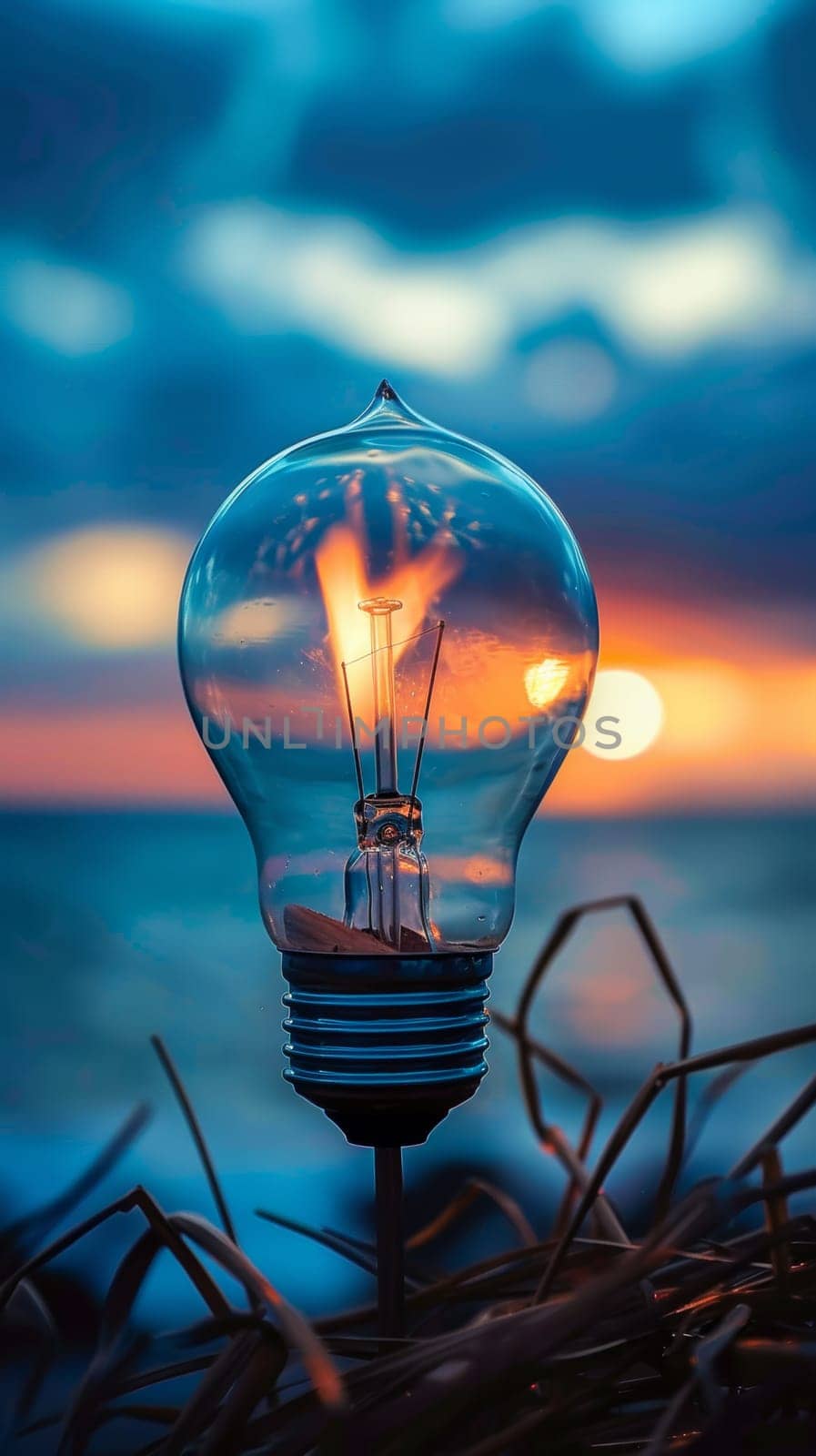 Light Bulb Against Sky Background.