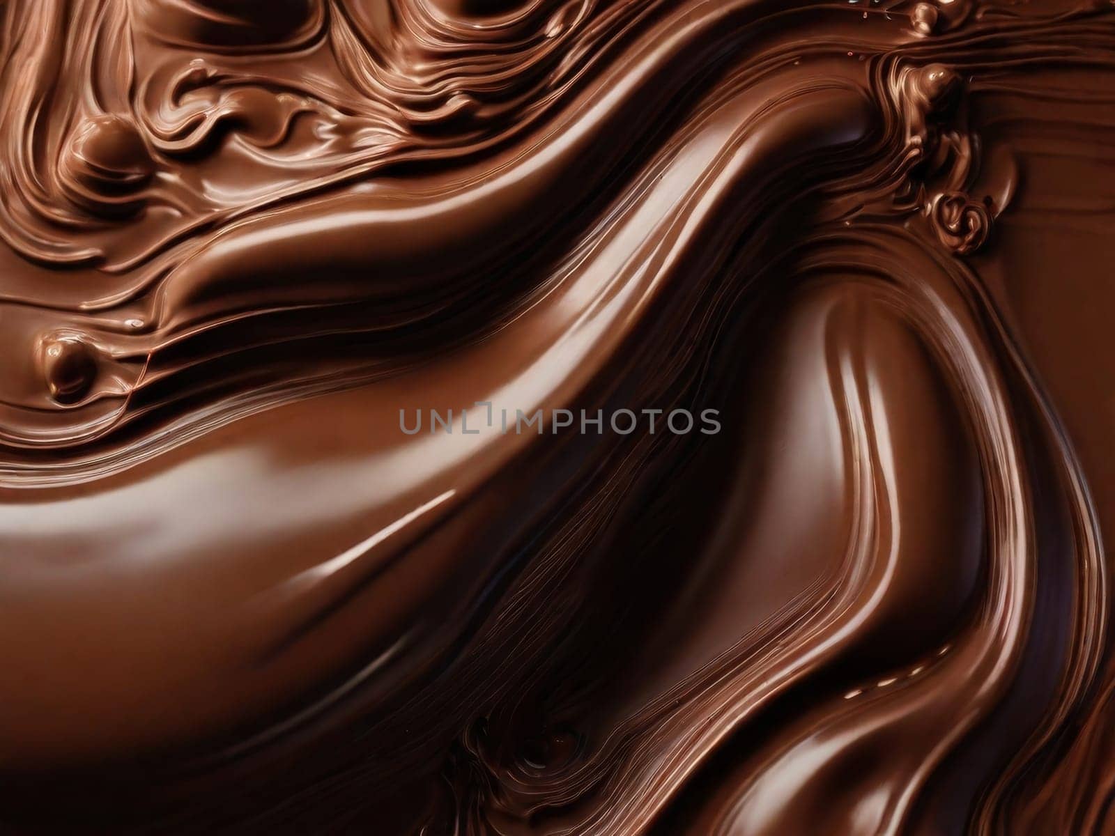 Chocolate texture. Liquid chocolate close-up.Textured dark chocolate.