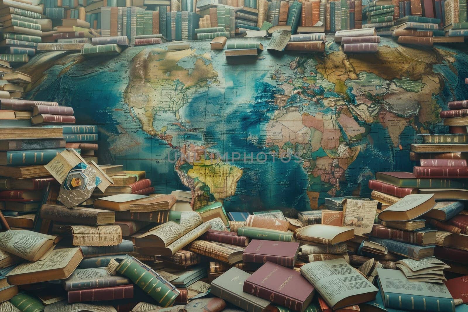 On World Book Day, envision a scene where books from around the globe gather, symbolizing the universal language of knowledge that transcends borders and cultures.