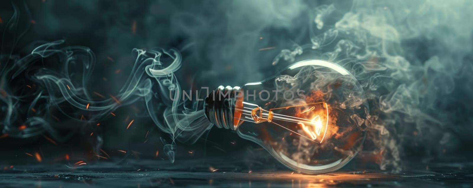 Light Bulb with Smoke Background.