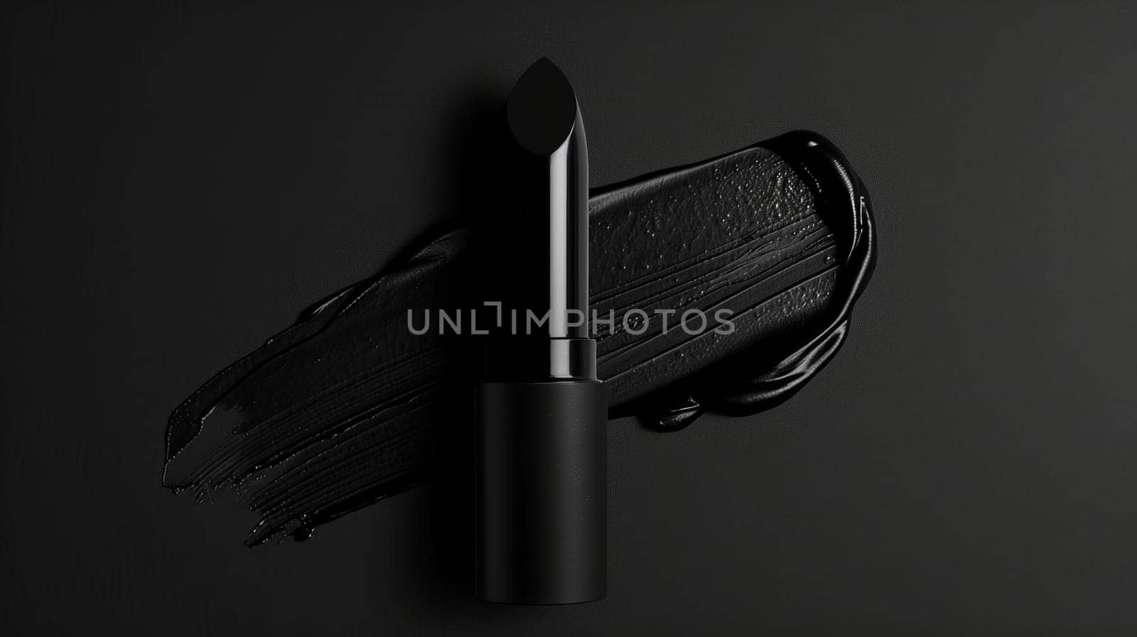 Close up of black lipstick on black background by Anastasiia