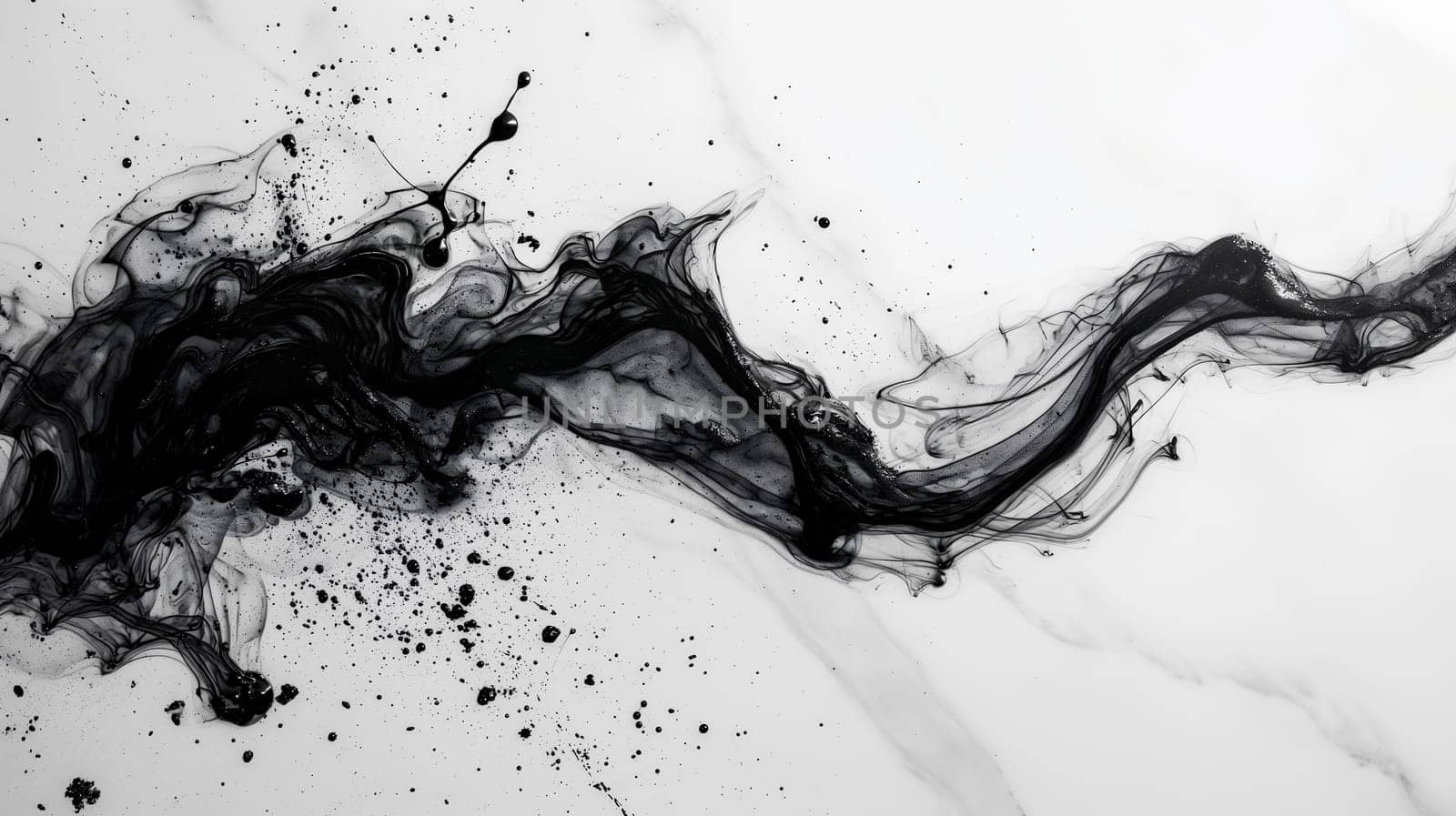 Abstract Black Ink Swirling and Diffusing in Water Against White Background by chrisroll