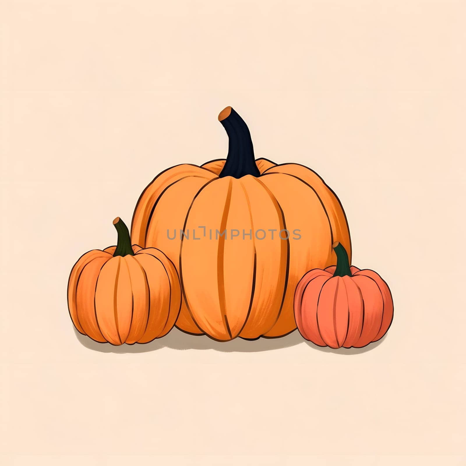 Three pumpkins on a light isolated background. Pumpkin as a dish of thanksgiving for the harvest. by ThemesS