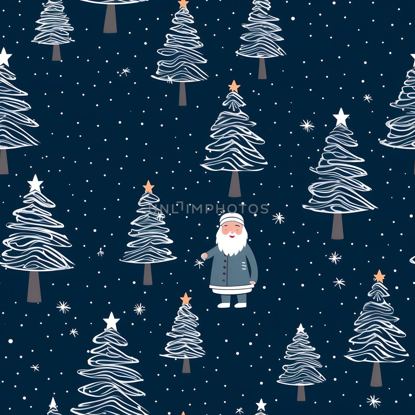 Christmas trees and santa claus as abstract background, wallpaper, banner, texture design with pattern - vector. Dark colors. by ThemesS