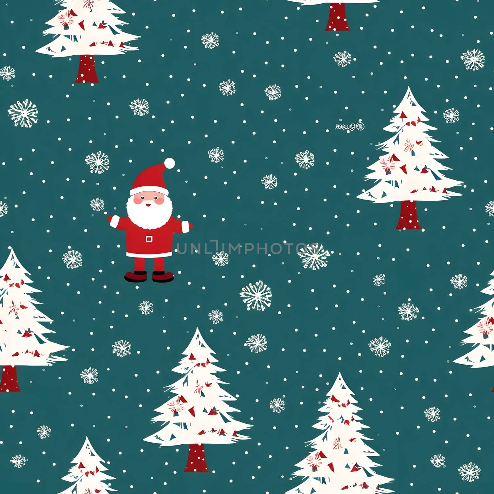 Christmas trees and santa claus as abstract background, wallpaper, banner, texture design with pattern - vector. Dark colors. by ThemesS