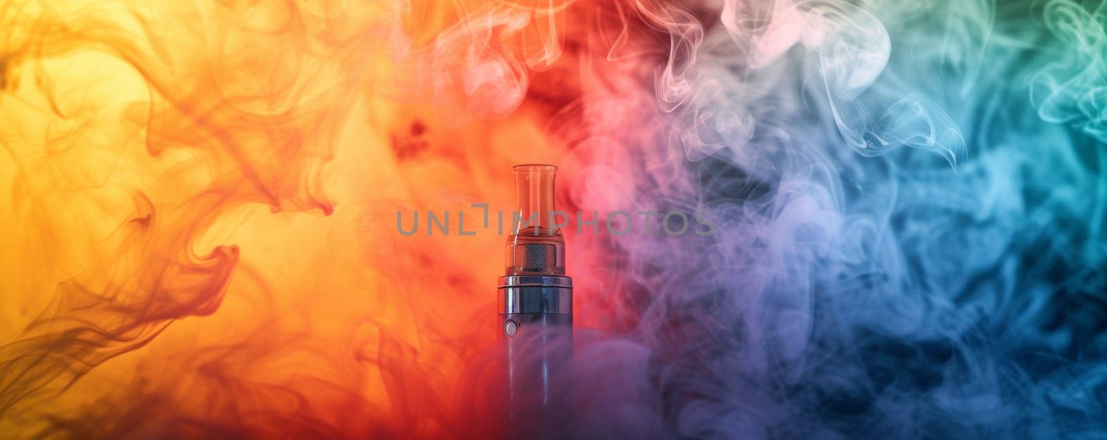 Abstract colorful vape. Electronic cigarette with smoke.