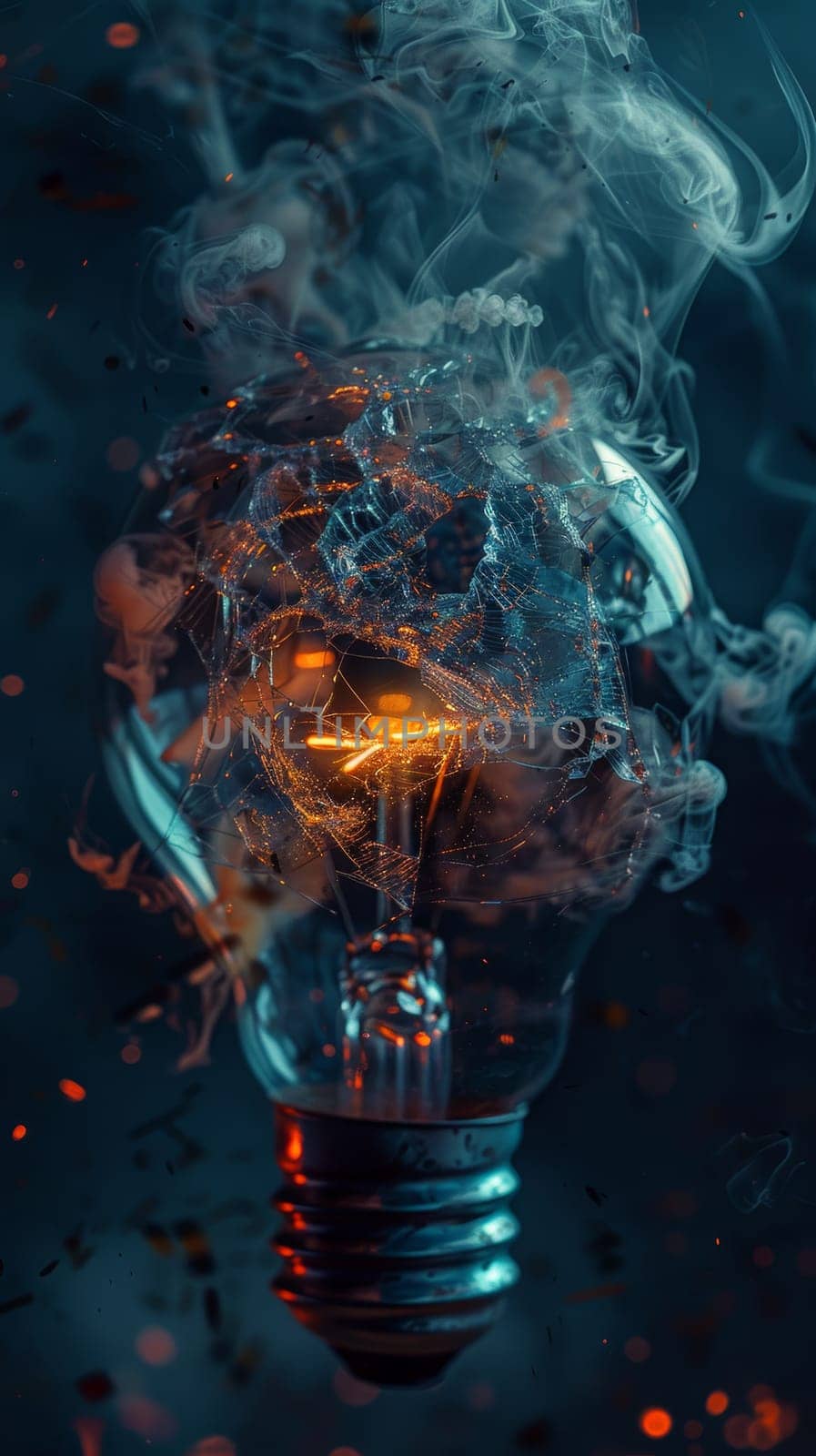 Shattered Light Bulb with Smoke by Anastasiia