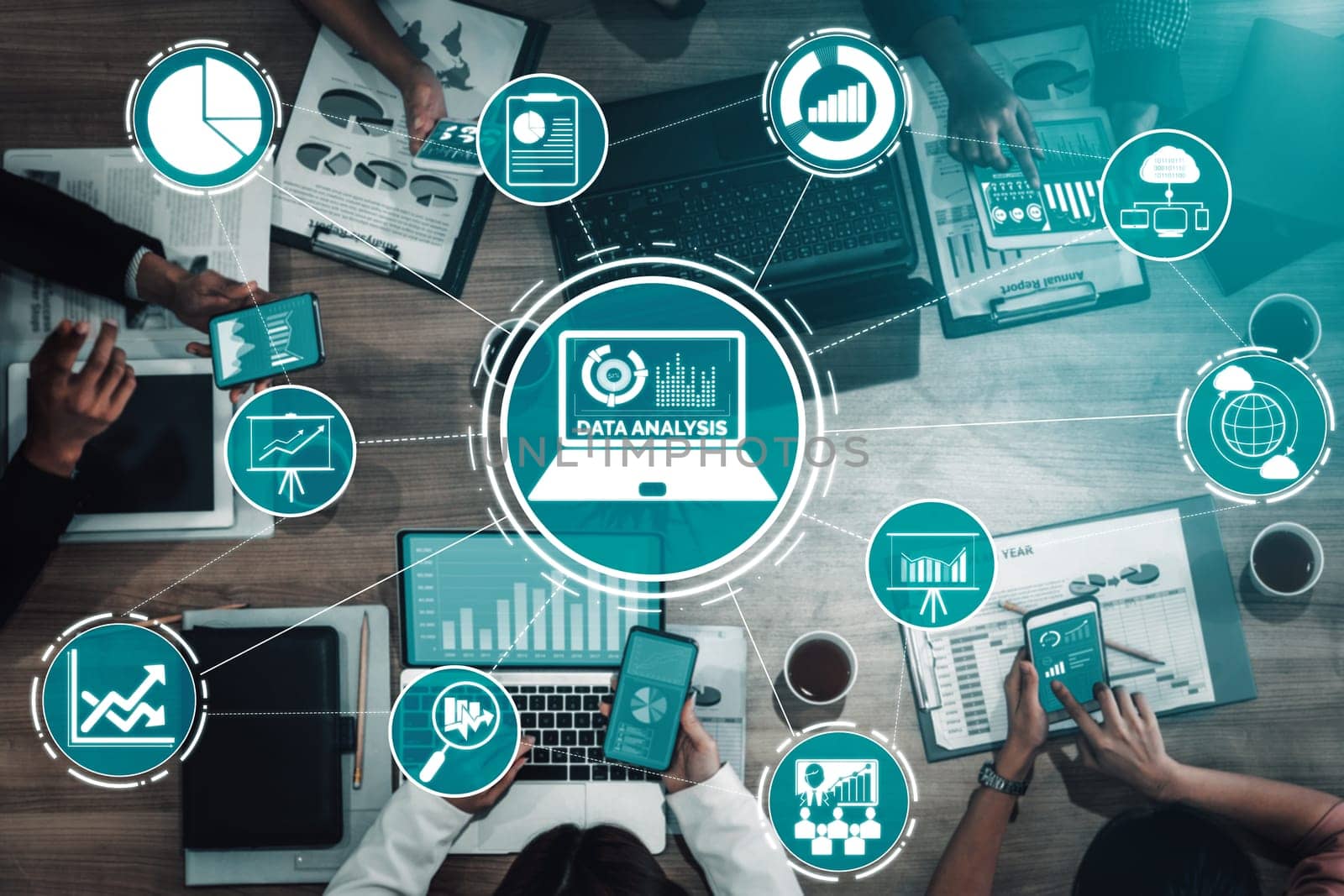 Data Analysis for Business and Finance Concept. interface showing future computer technology of profit analytic, online marketing research and information report for digital business strategy. uds