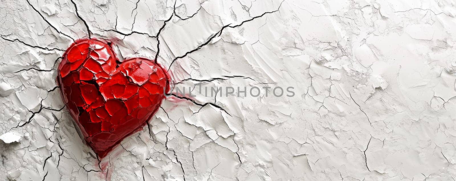 Red Heart in Cracked Wall.