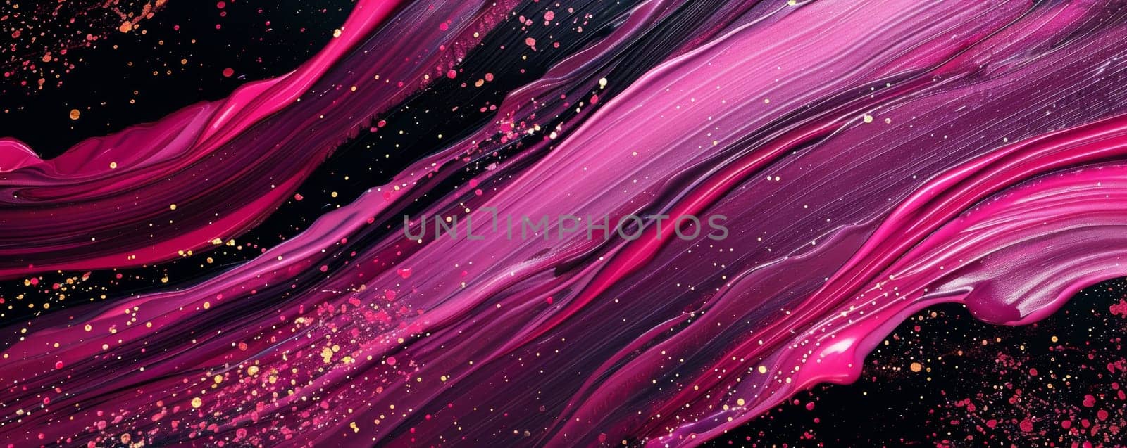 Black and Pink Abstract Painting With Paint Splatters by Anastasiia