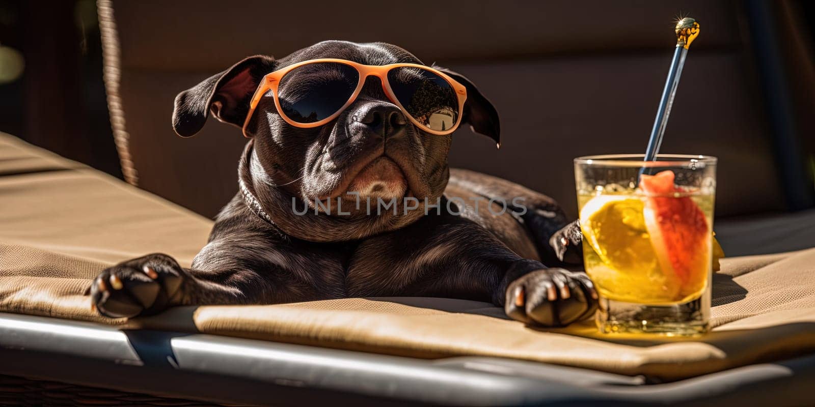 Pug In Funny Sunglasses With Cocktail by tan4ikk1