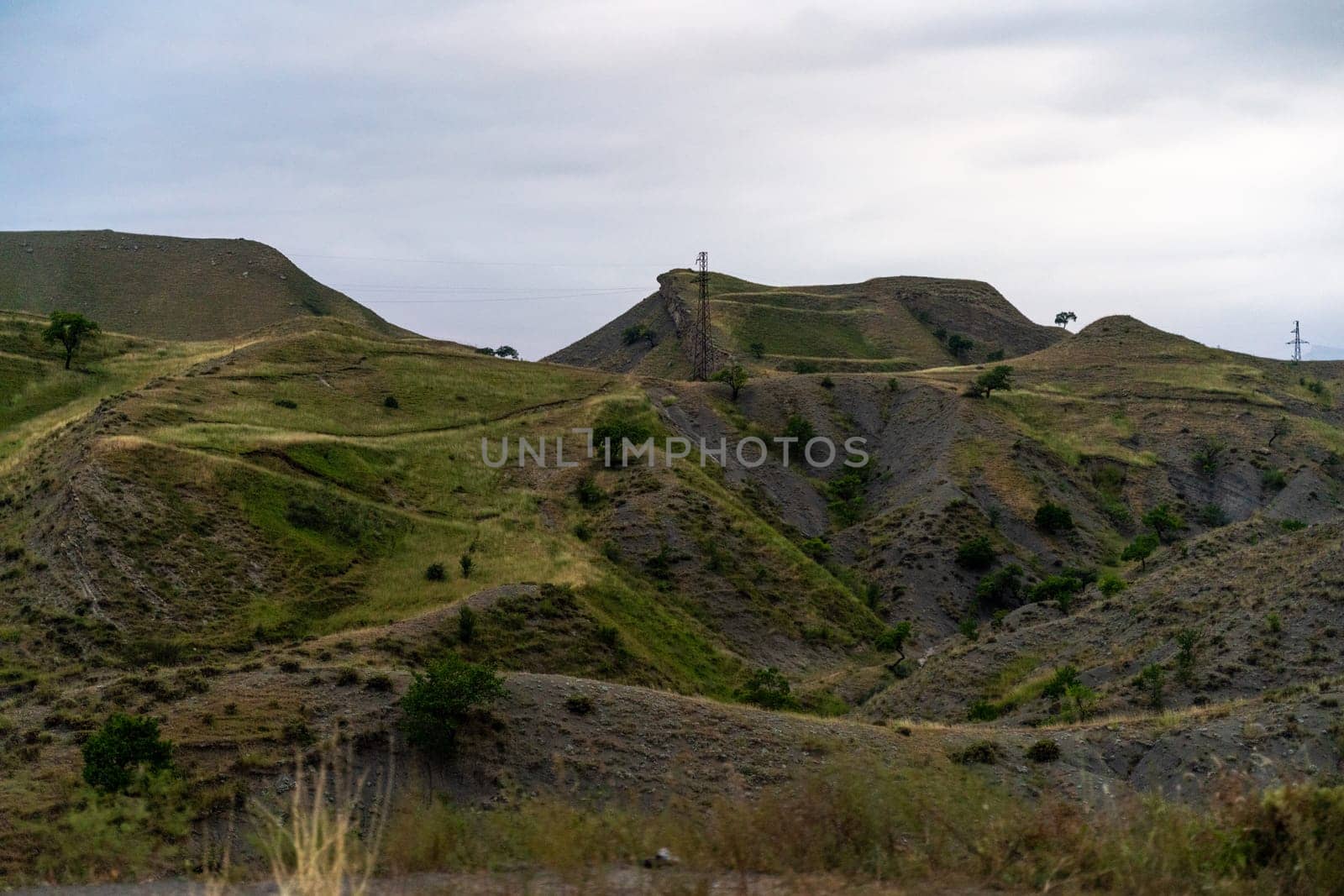 Caucasian mountain. Dagestan. Trees, rocks, mountains, view of the green mountains. Beautiful summer landscape. by Matiunina