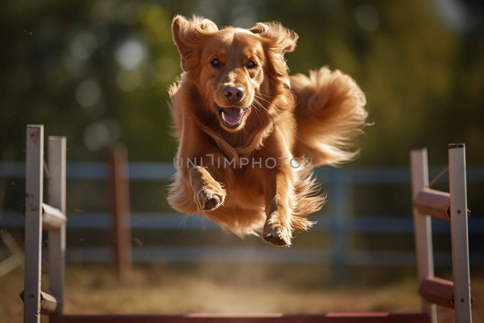 Joyful Golden Retriever Happily Masters An Agility Challenge With Grace