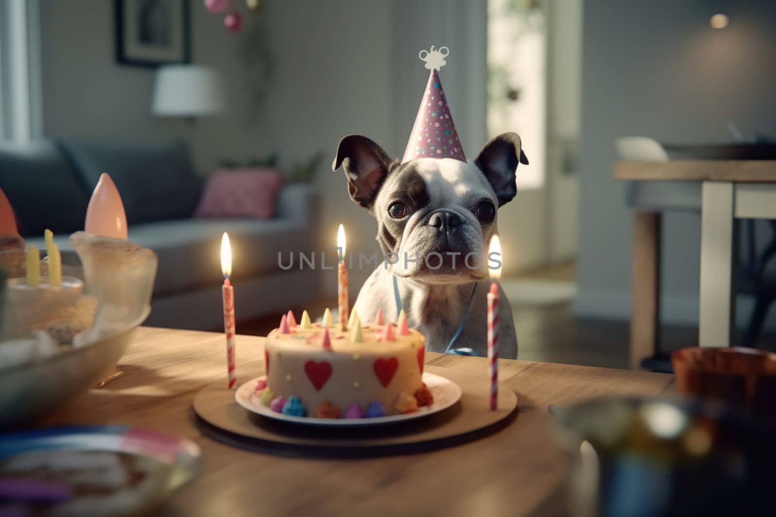 3D Dog With Party Hat Celebrates Birthday by tan4ikk1