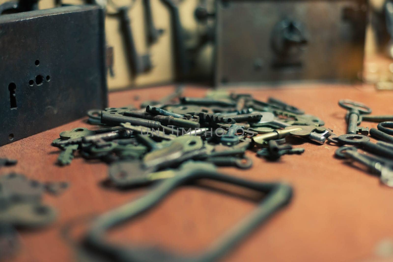 Antique keys. Mystery. Background image. High quality photo