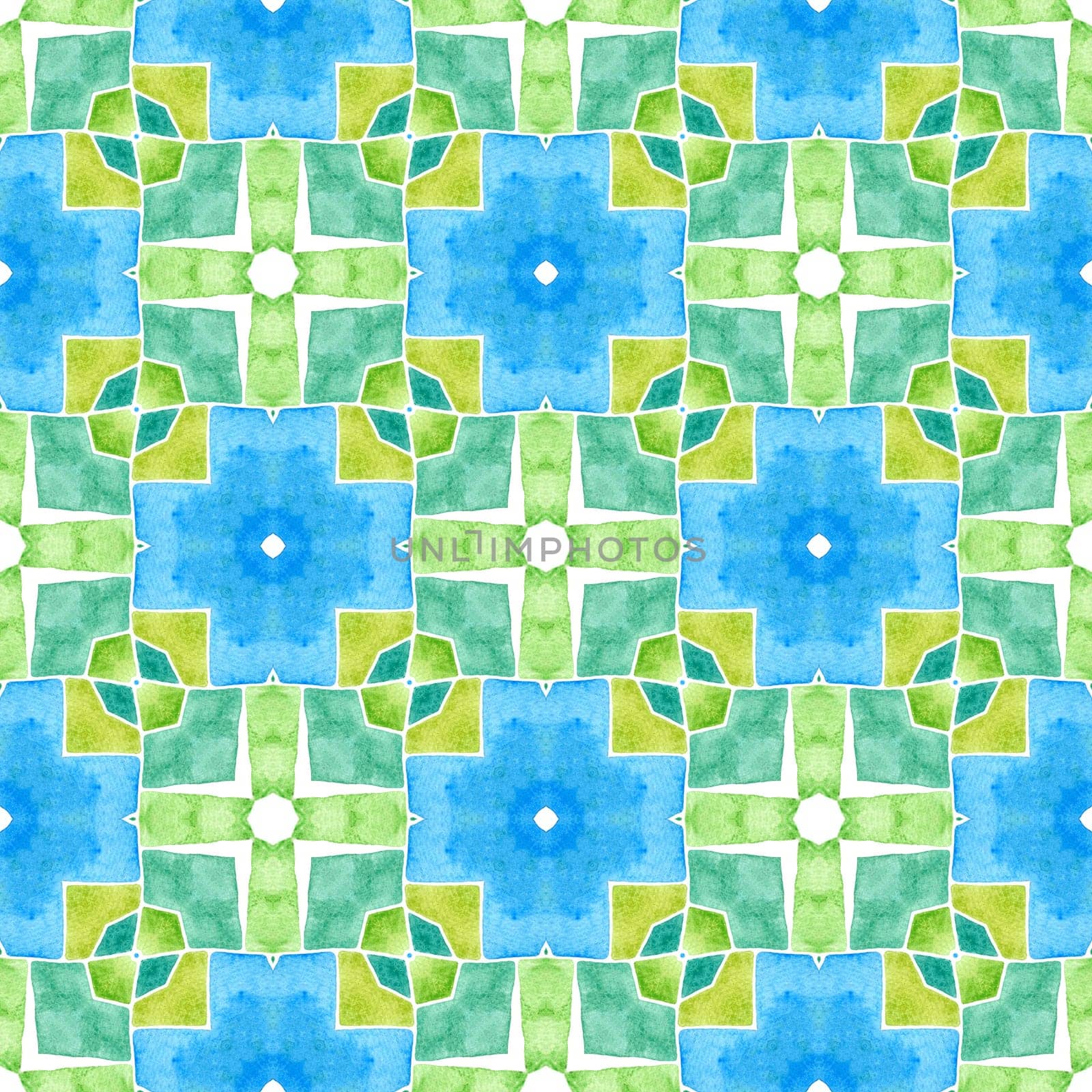 Tiled watercolor background. Green optimal boho by beginagain