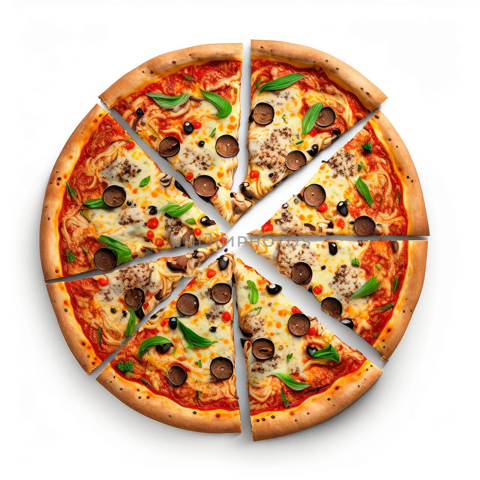 Pizza isolate on white background. Generative AI,