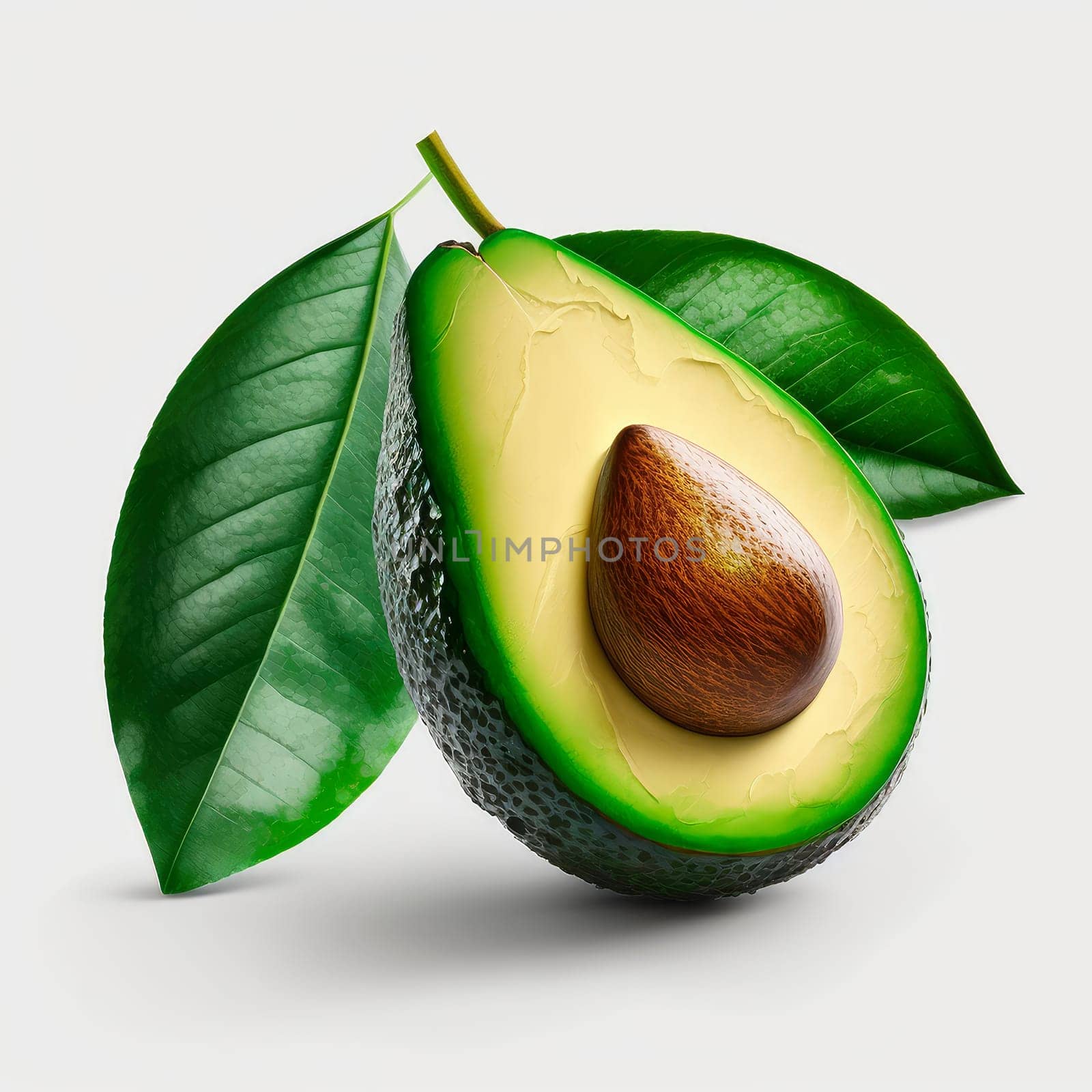 Avocado on a white background. Generative AI,