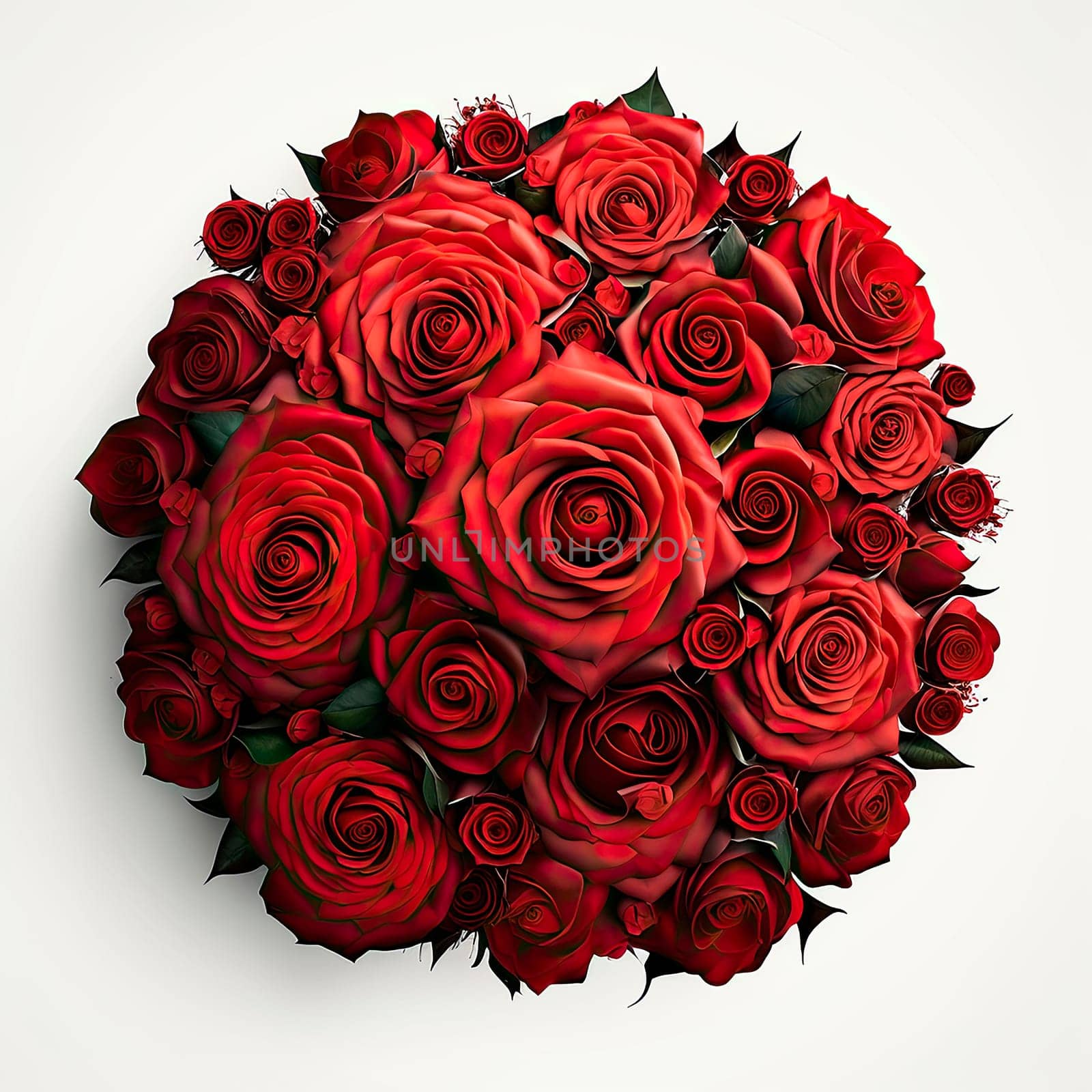 large bouquet of red roses a lot on a white background. by yanadjana