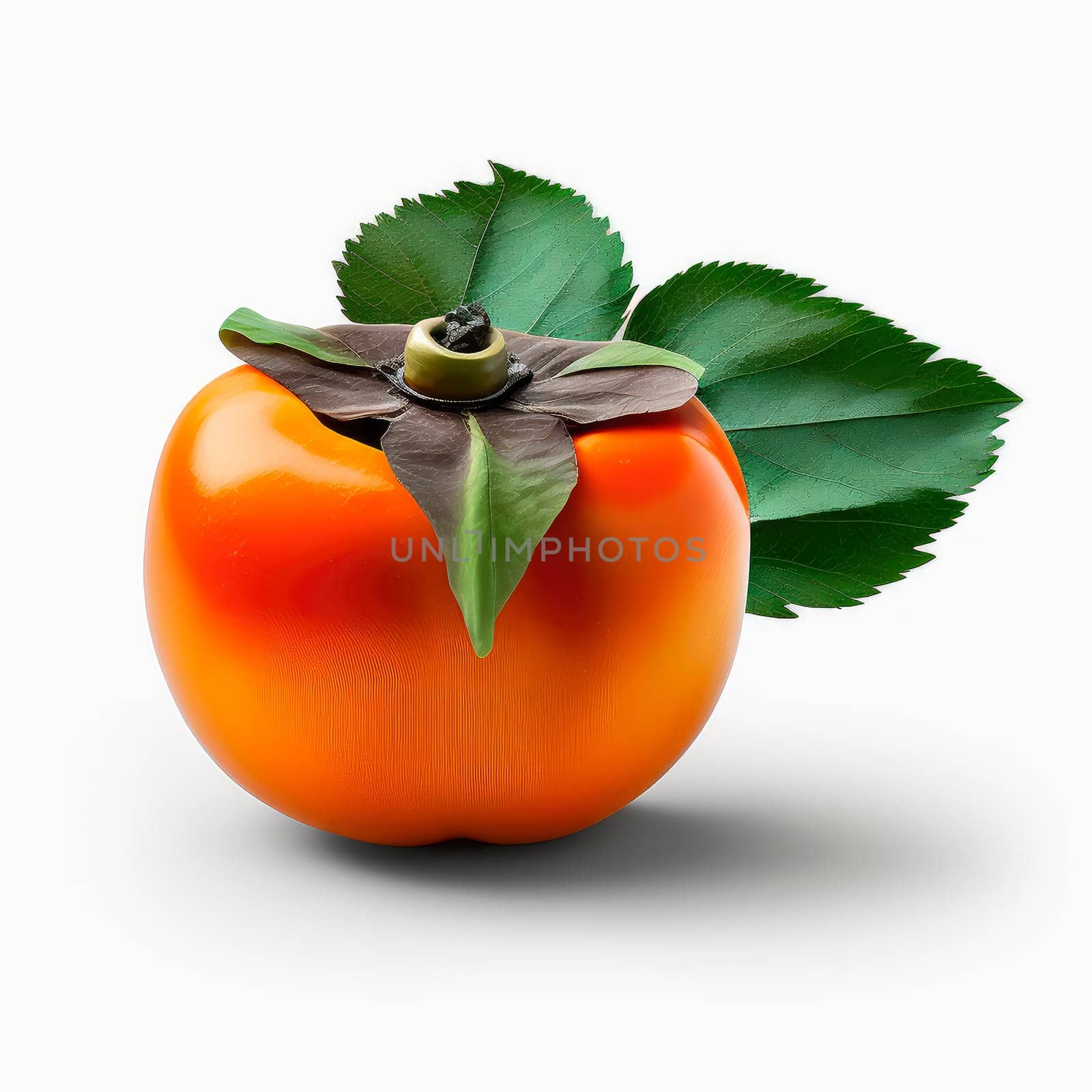 Persimmon fruits on a white background. Generative AI,