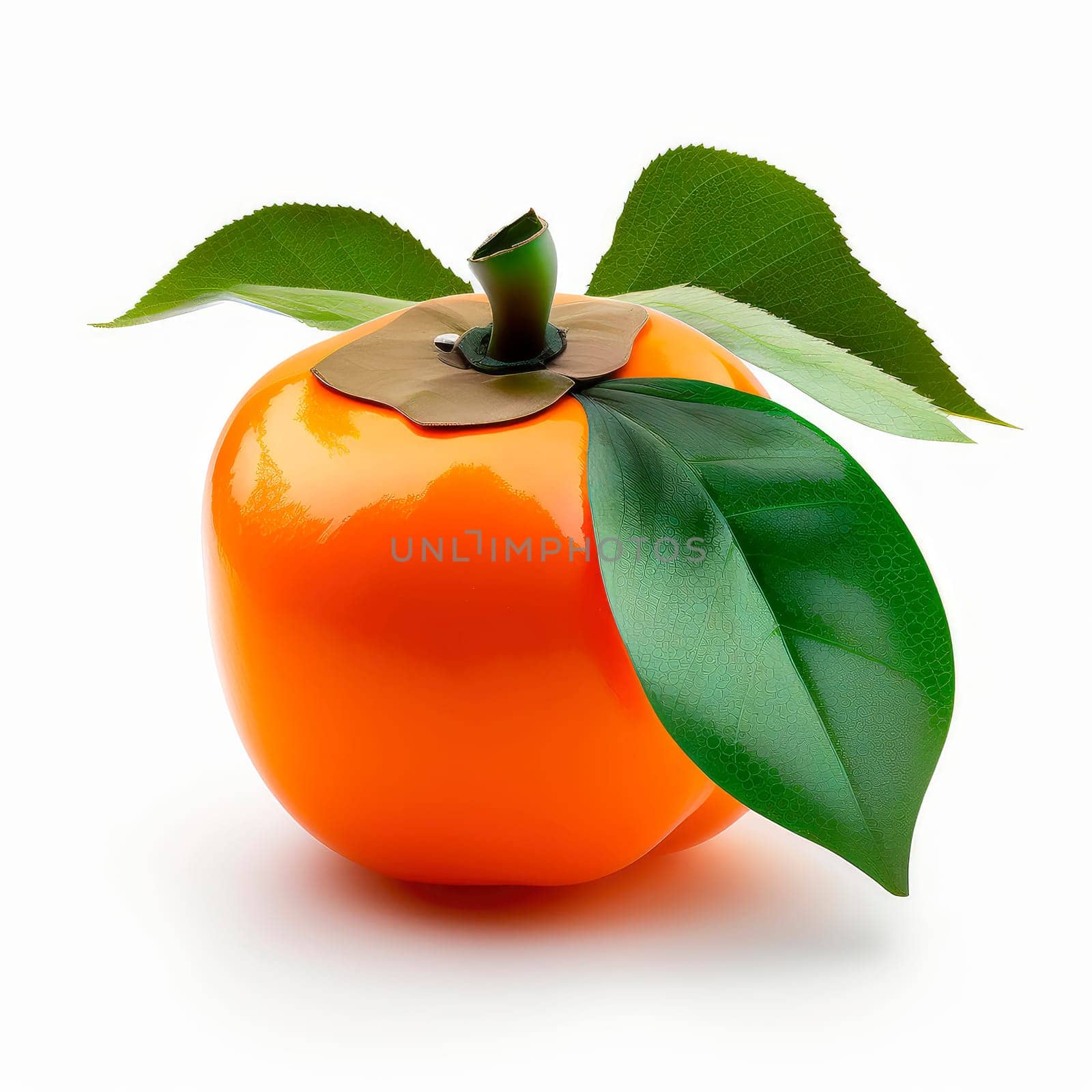 Persimmon fruits on a white background. Generative AI,