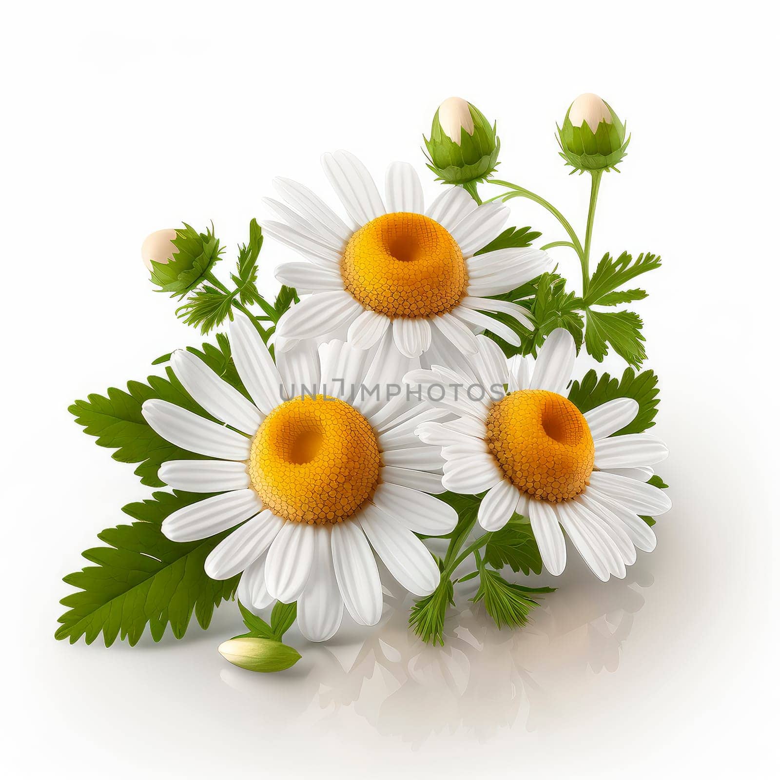 Chamomile officinalis flower isolate on white background. Generative AI,