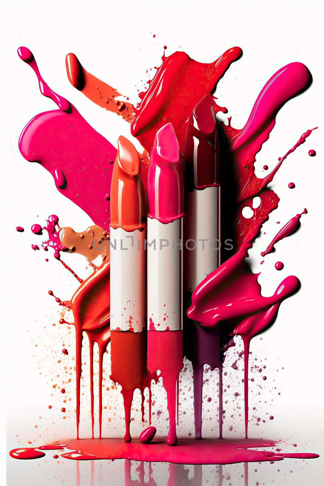 Lipstick splash cosmetics isolate on white background. Generative AI,