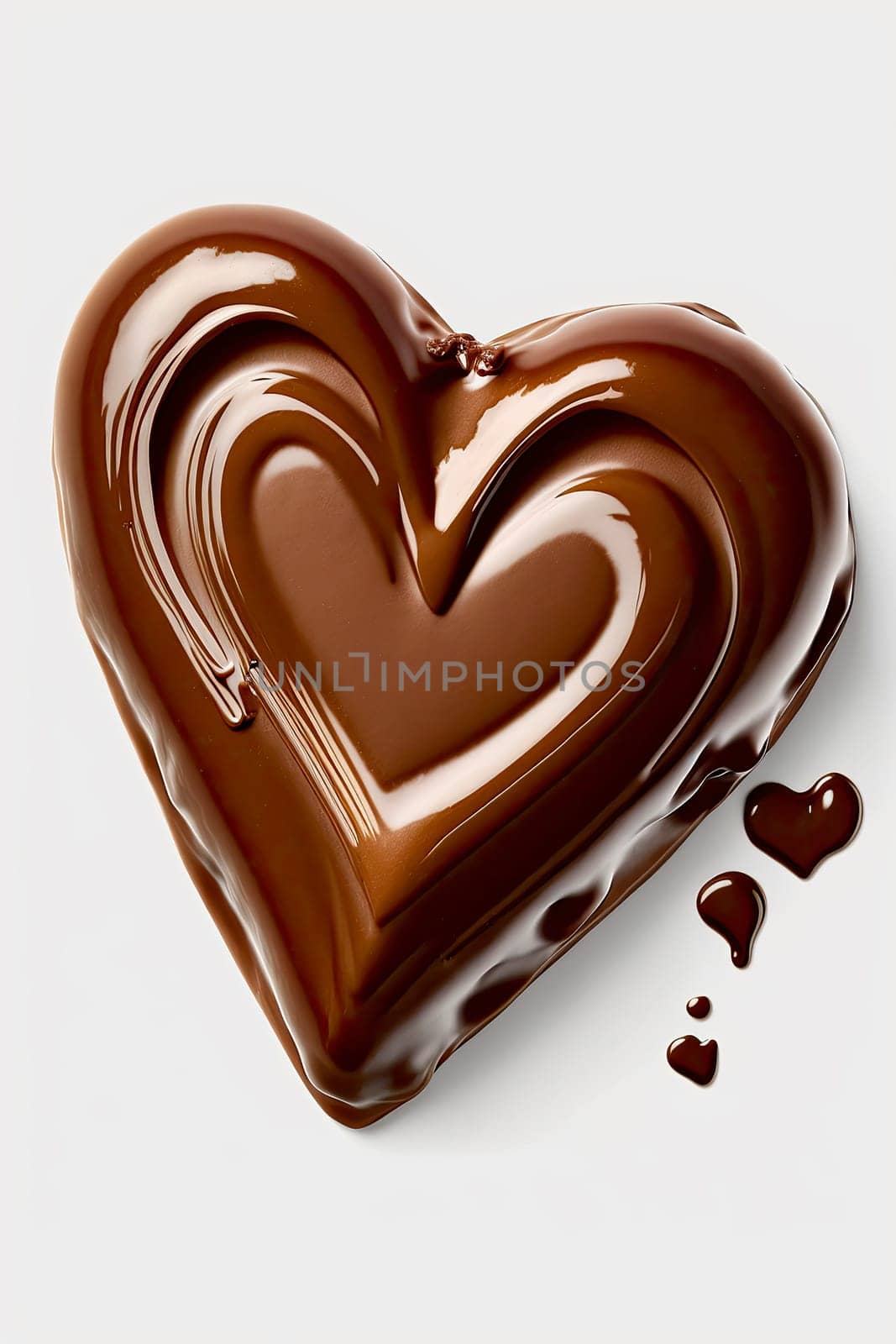 Heart shaped chocolate candies isolate on white background. Generative AI,