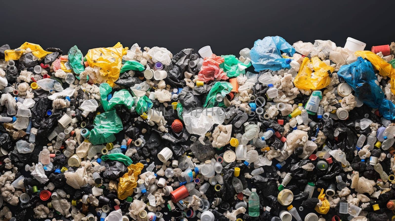 A pile of plastic bottles and other trash is piled up