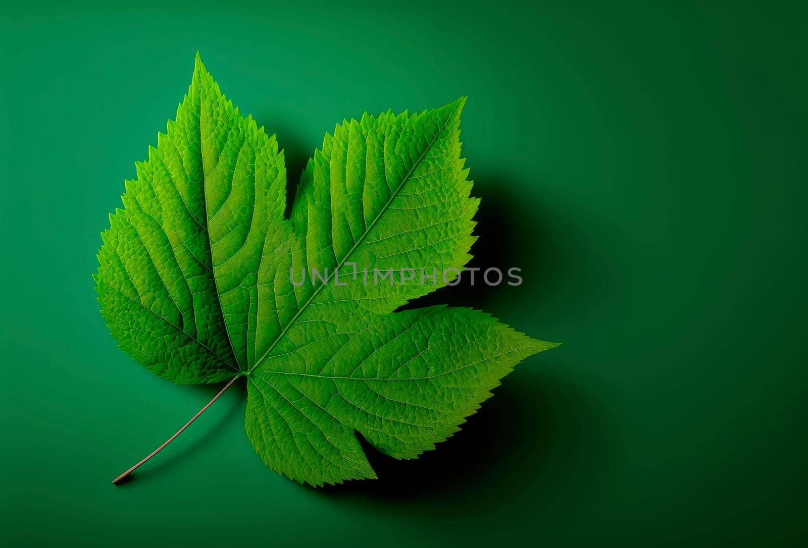 Green leaf on a green background. Generative AI,