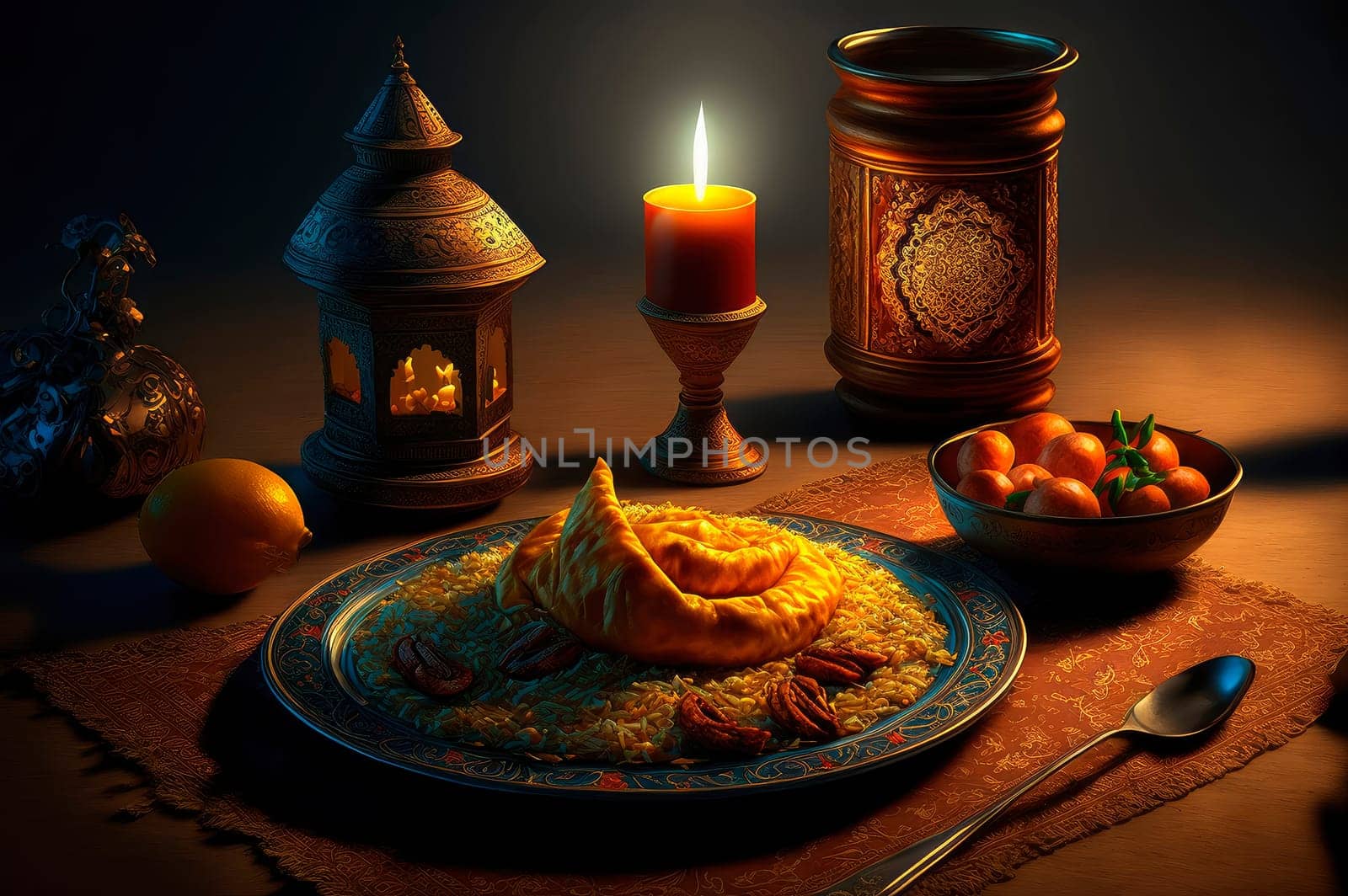 Islam ramadan food treats. Generative AI,