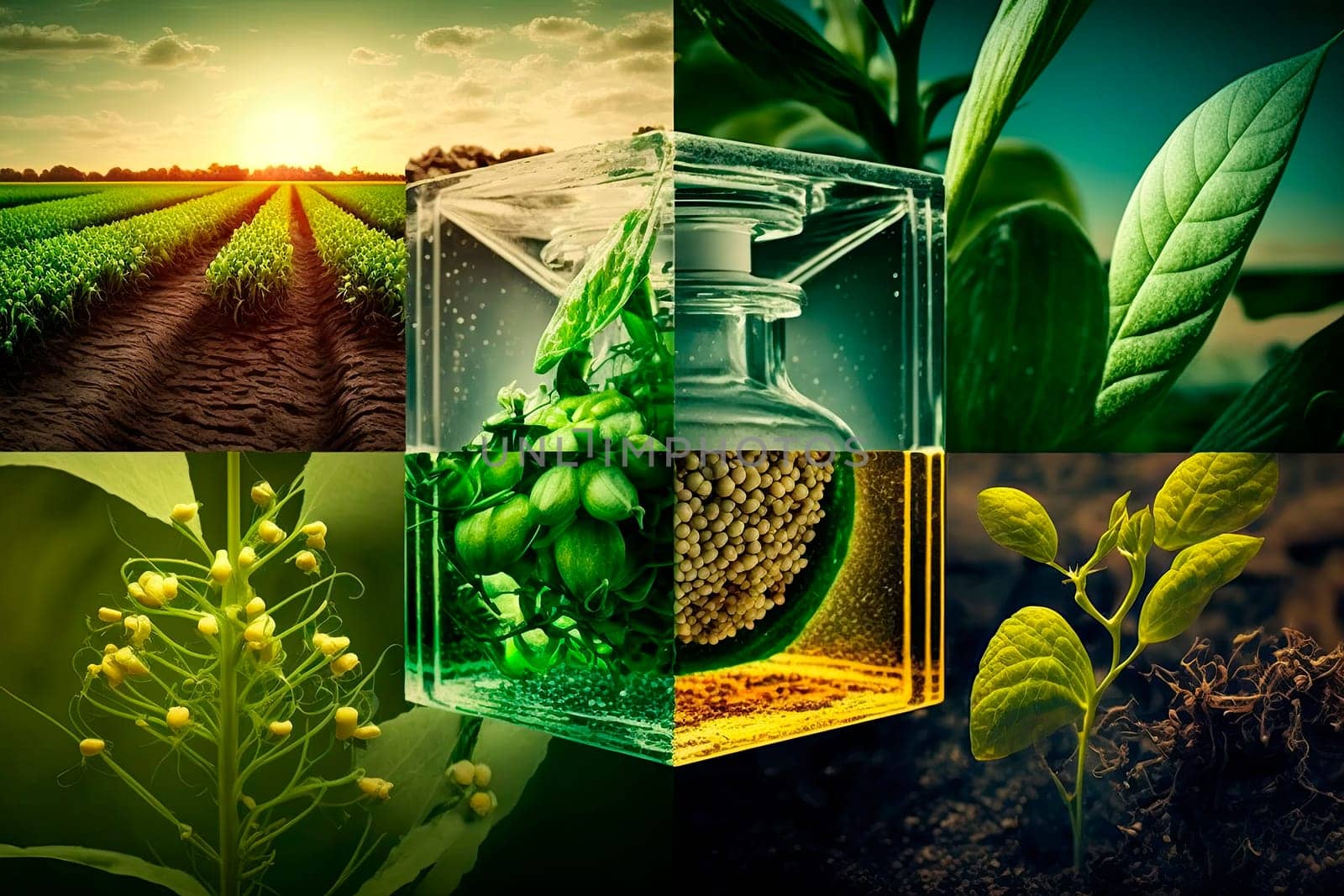 Agricultural technologies for growing plants and scientific research concept created with technology generative Ai