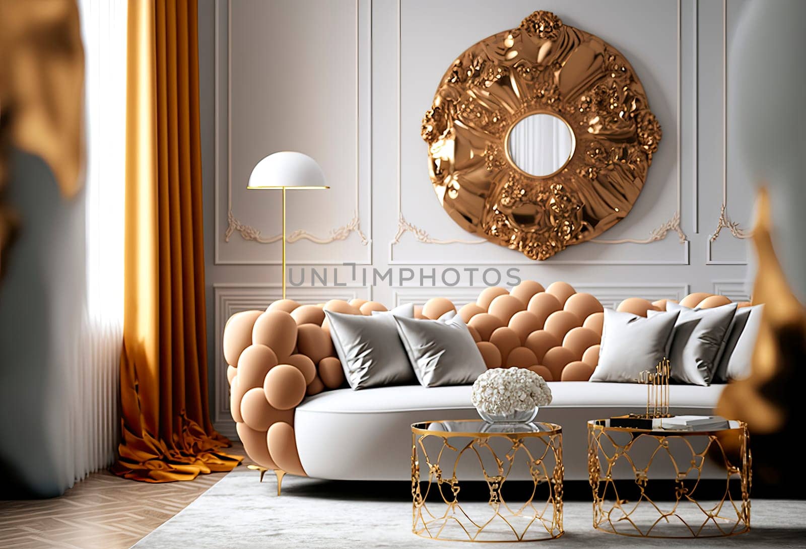 illustration of glamour modern style interior design by yanadjana