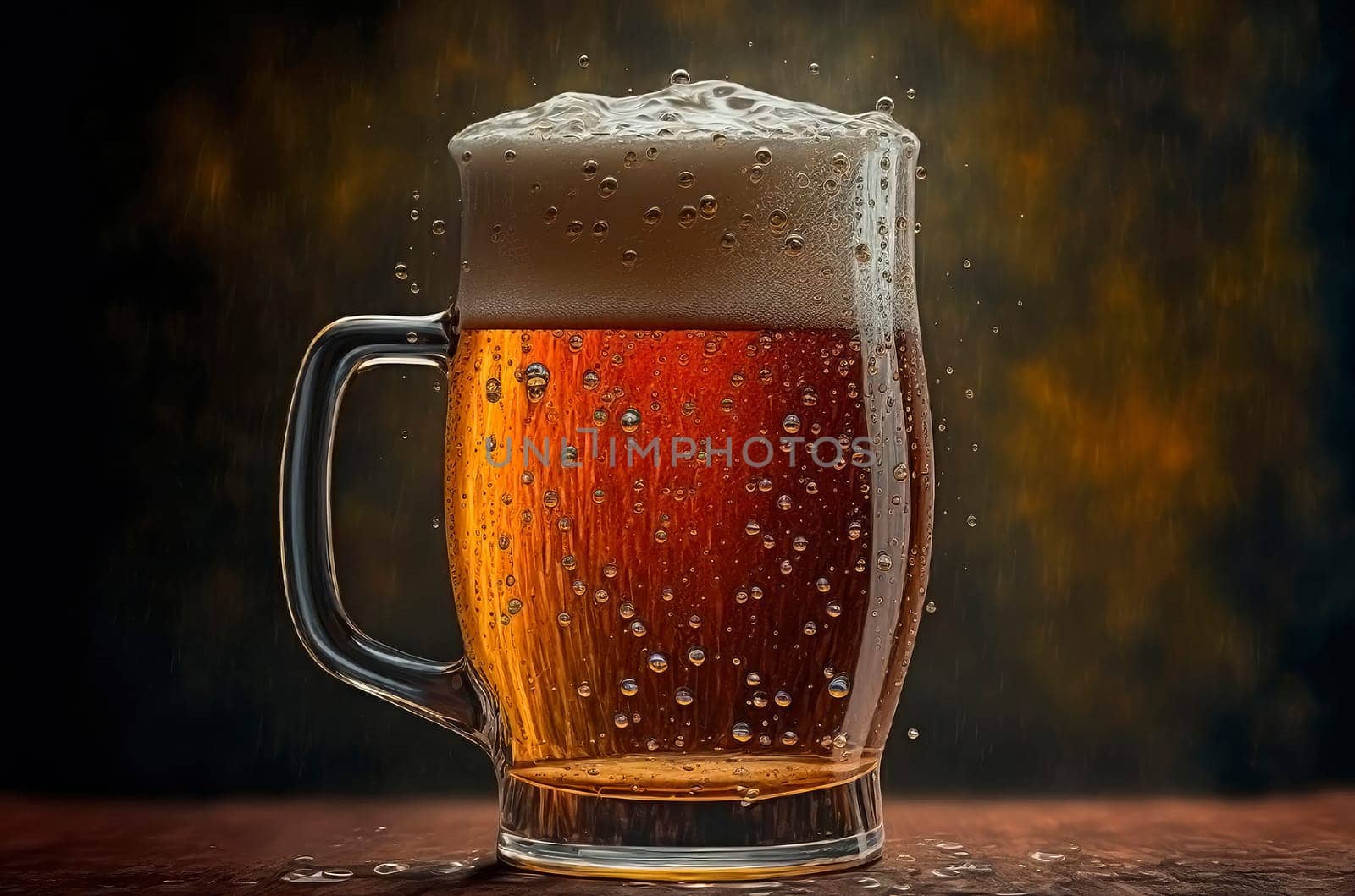 glass of beer with foam. Generative AI