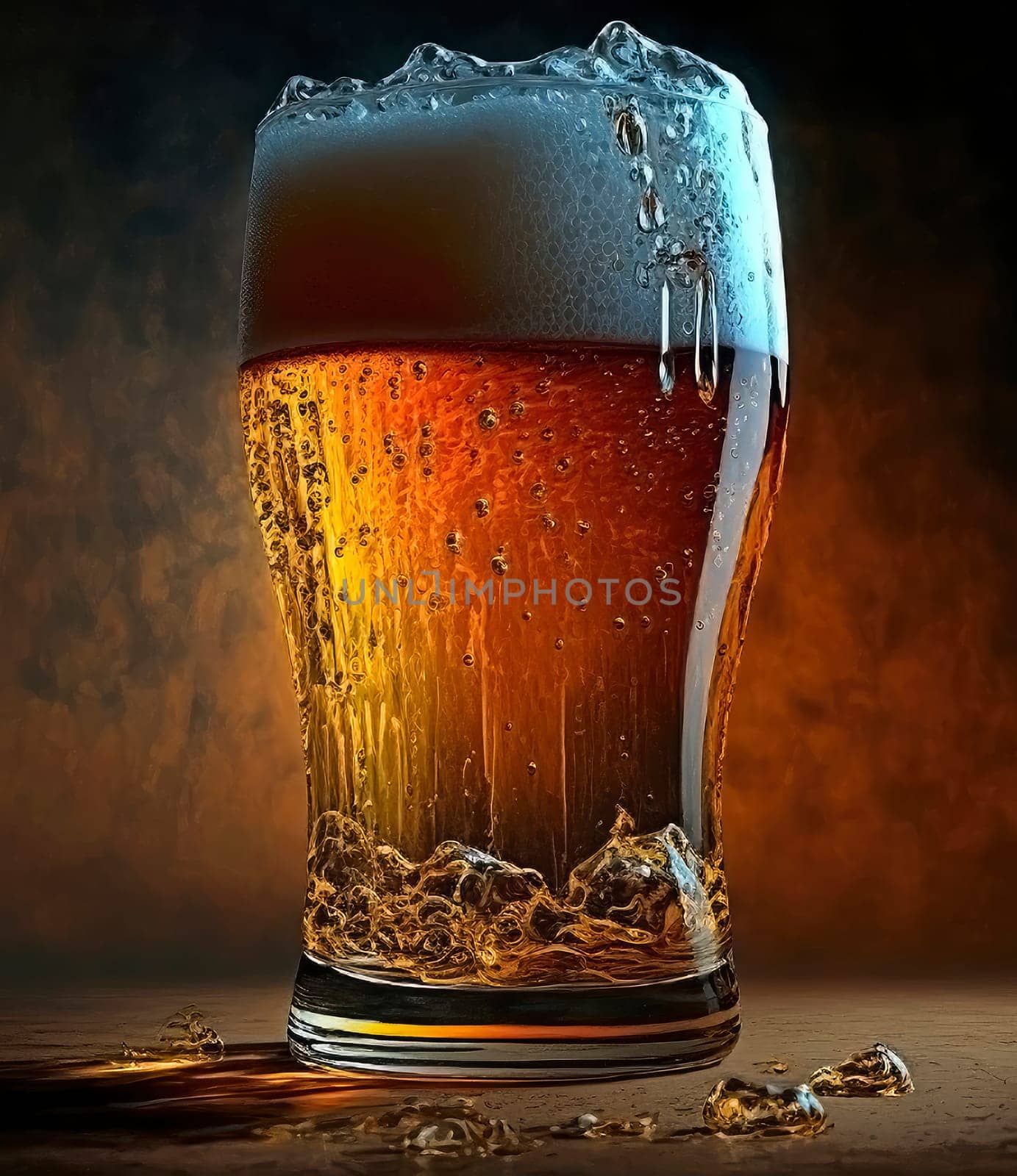 glass of beer with foam. by yanadjana