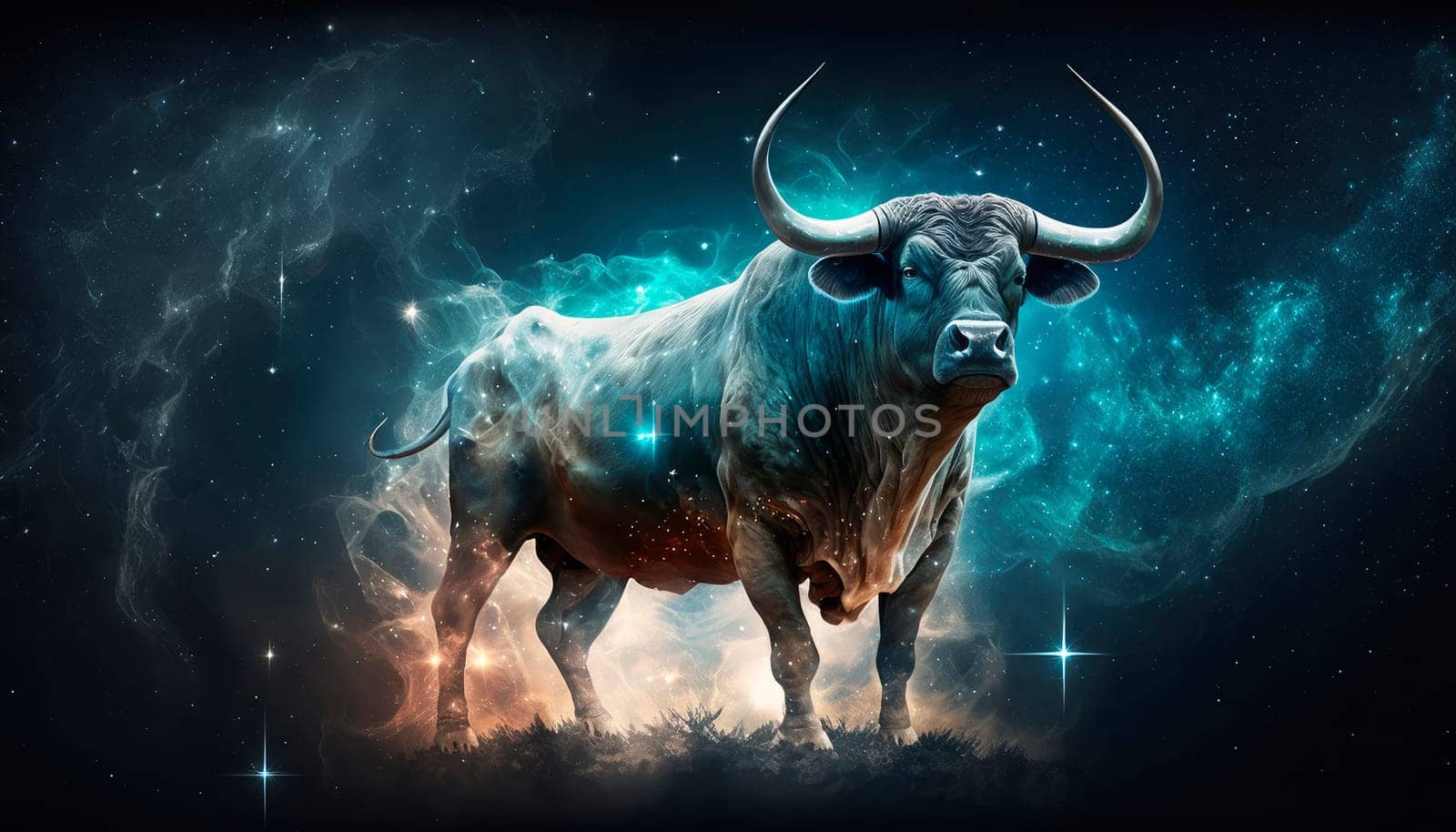 calf zodiac sign on space background. Generative AI,