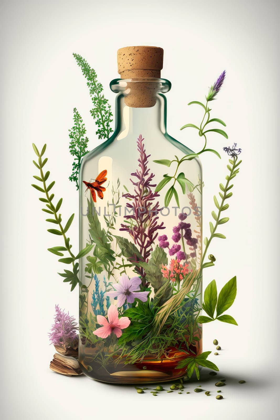 Herb oil bottles homeopathy herbs. by yanadjana