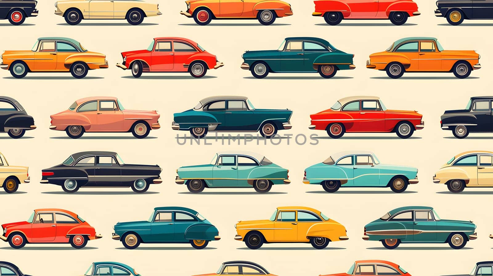 Seamless pattern of various cars on white background by Nadtochiy